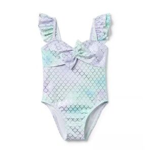 Janie and Jack Recycled Mermaid Bow Swimsuit 6-12m